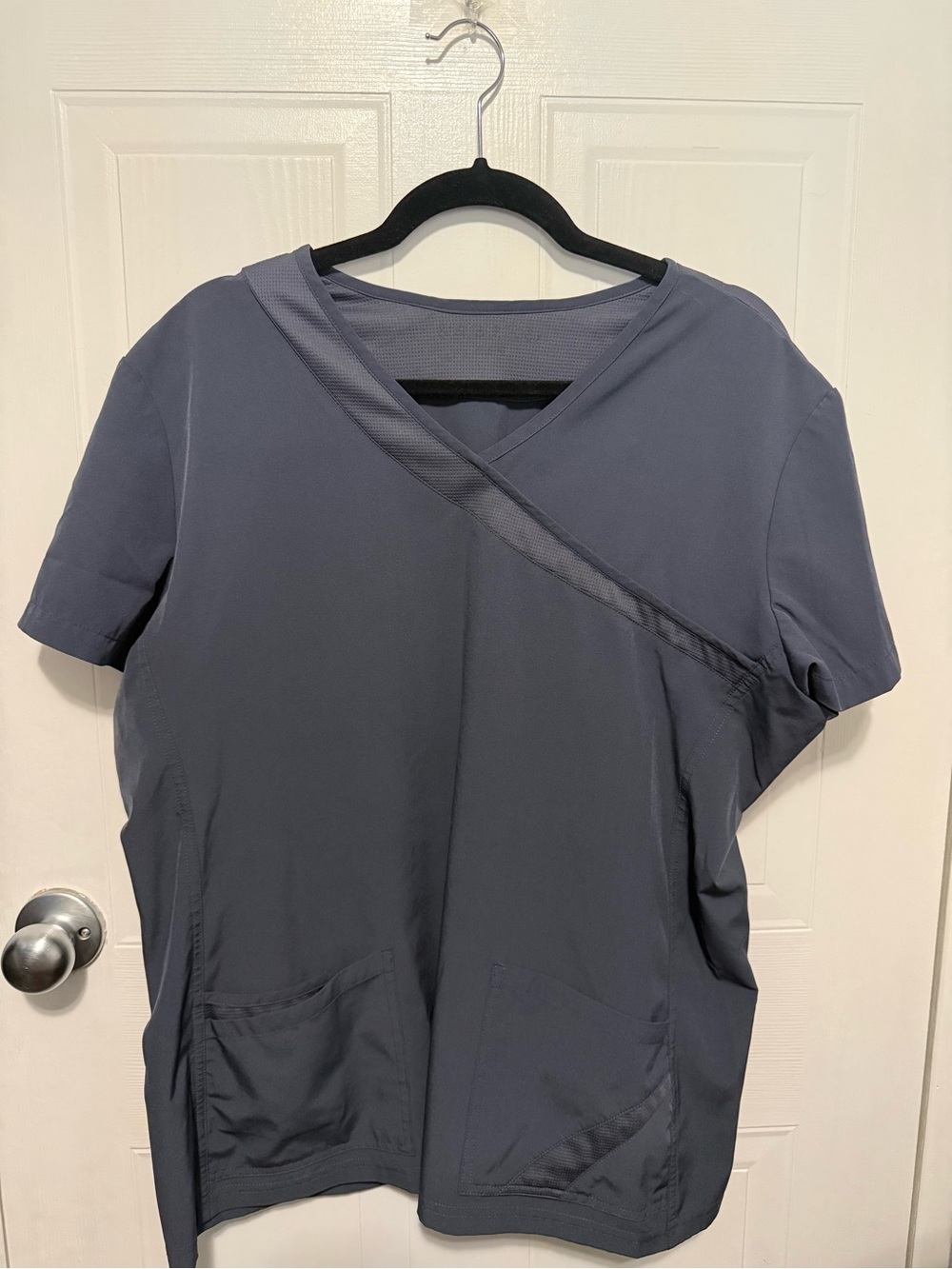 Charcoal Gray Crossover V-Neck Medical Scrub Top
